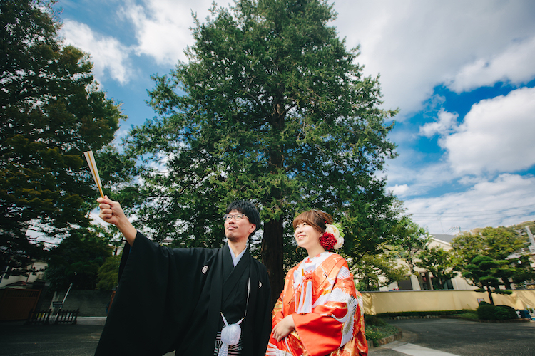 肥後細川庭園結婚式の和装前撮り写真撮影