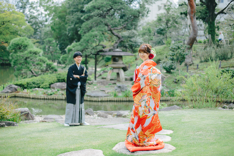 肥後細川庭園結婚式の和装前撮り写真撮影