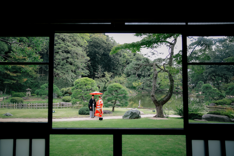 肥後細川庭園結婚式の和装前撮り写真撮影