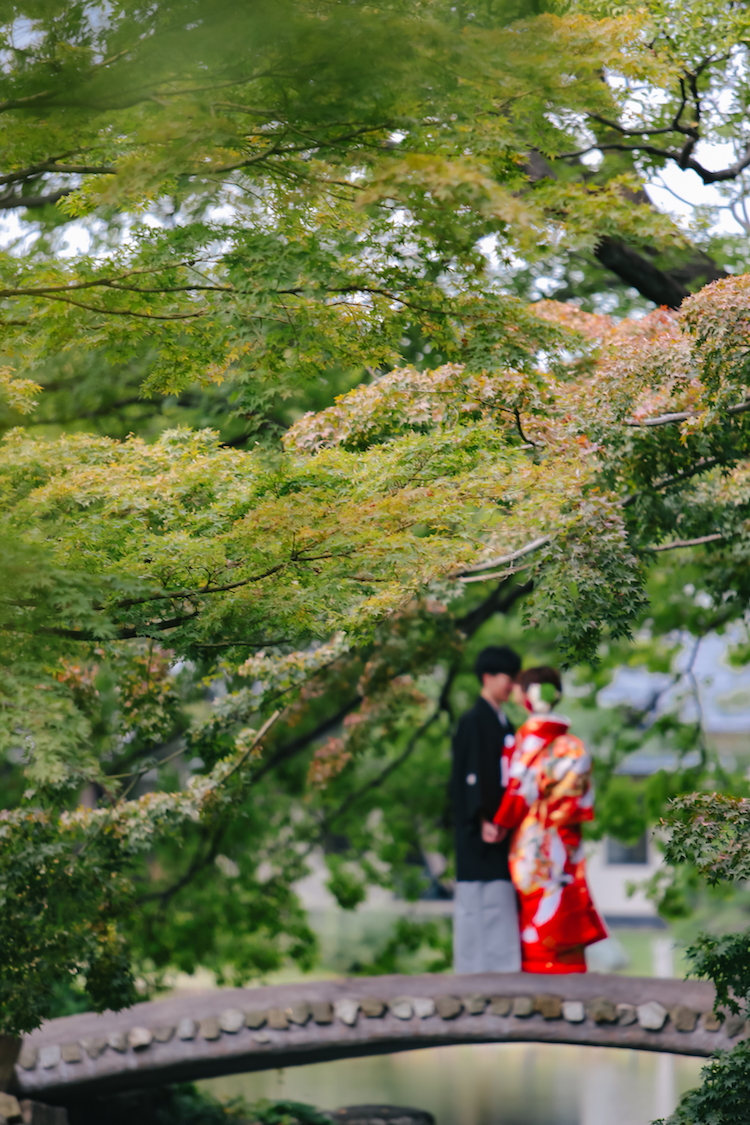 肥後細川庭園結婚式の和装前撮り写真撮影